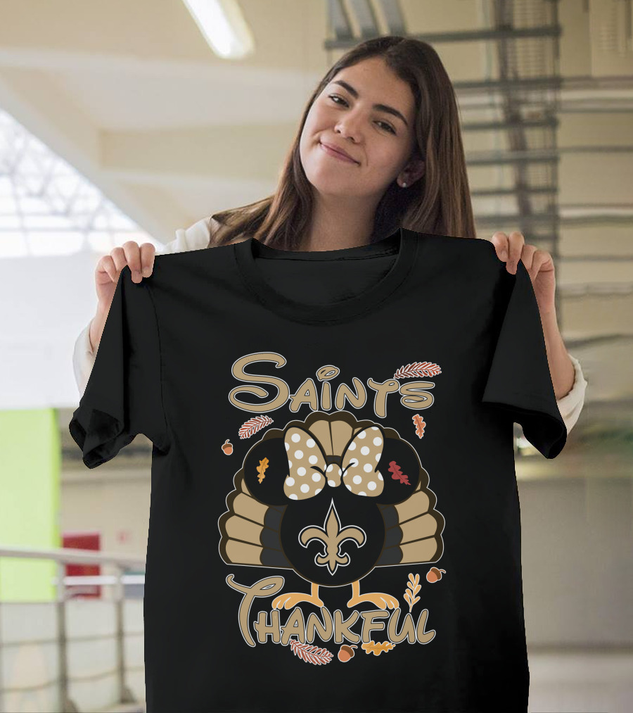 Saints Thankful Minnie New Orleans Thanksgiving T-Shirt