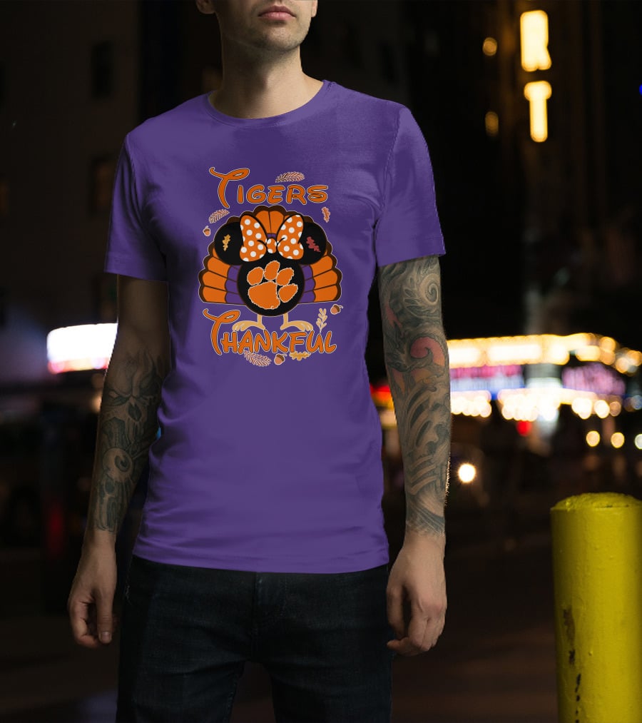 Tigers Thankful Clemson Minnie Thanksgiving T-Shirt