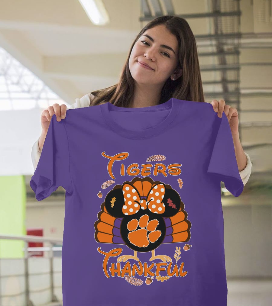 Tigers Thankful Clemson Minnie Thanksgiving T-Shirt