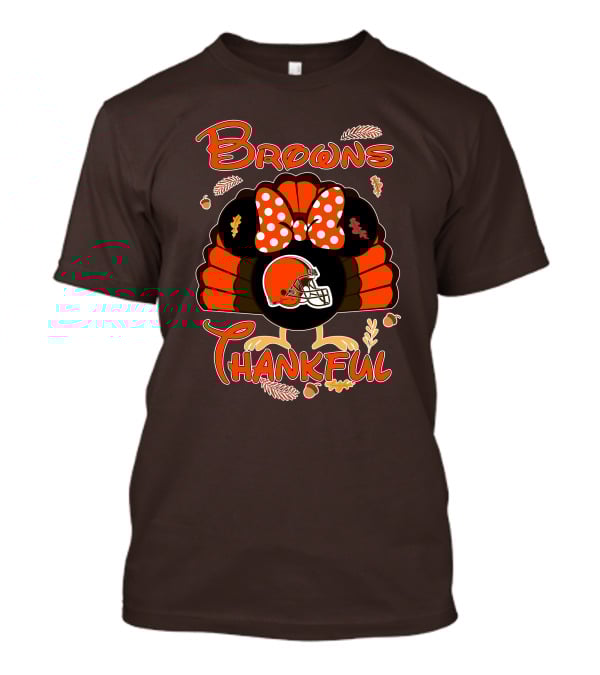 Browns Thankful Minnie Thanksgiving Football Turkey T-Shirt