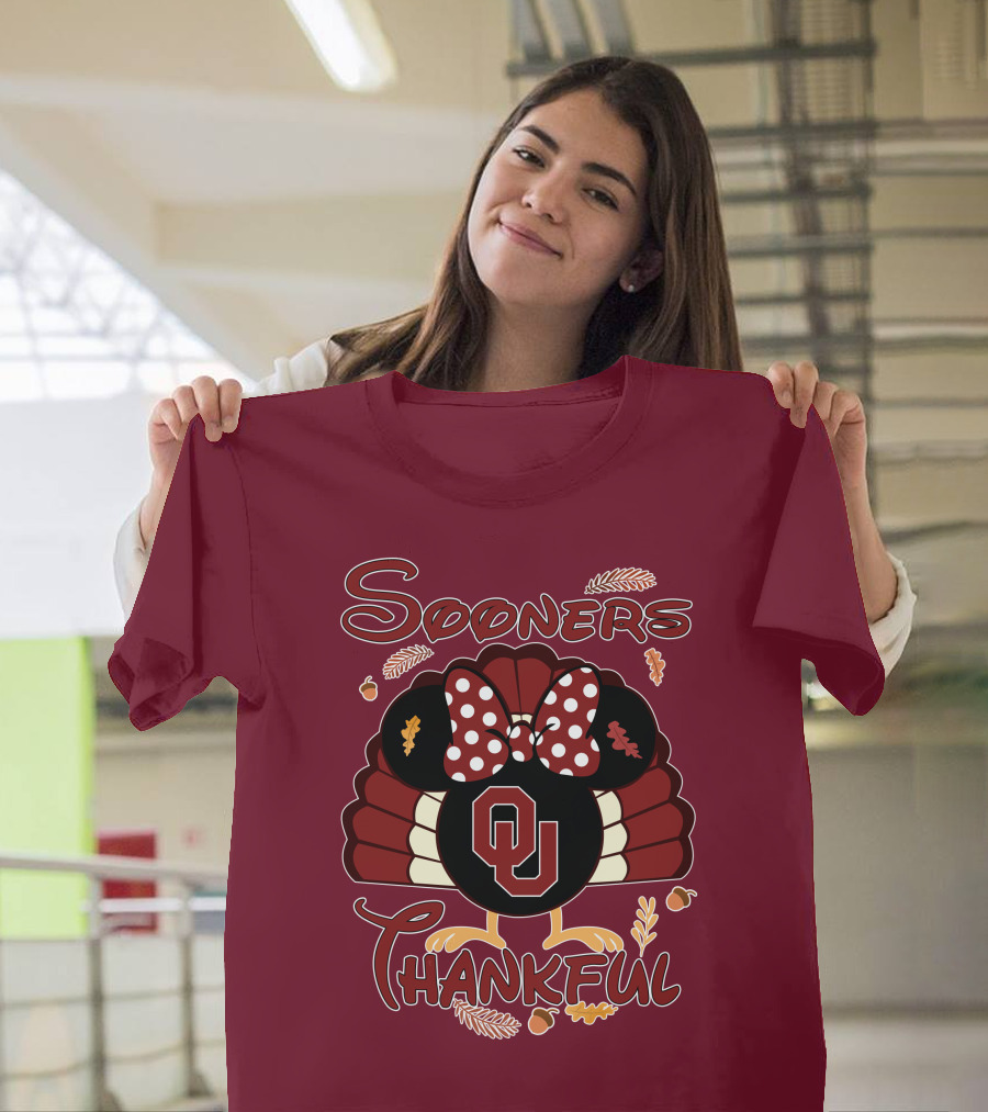 Sooners Thankful Minnie Turkey Thanksgiving OU T-Shirt