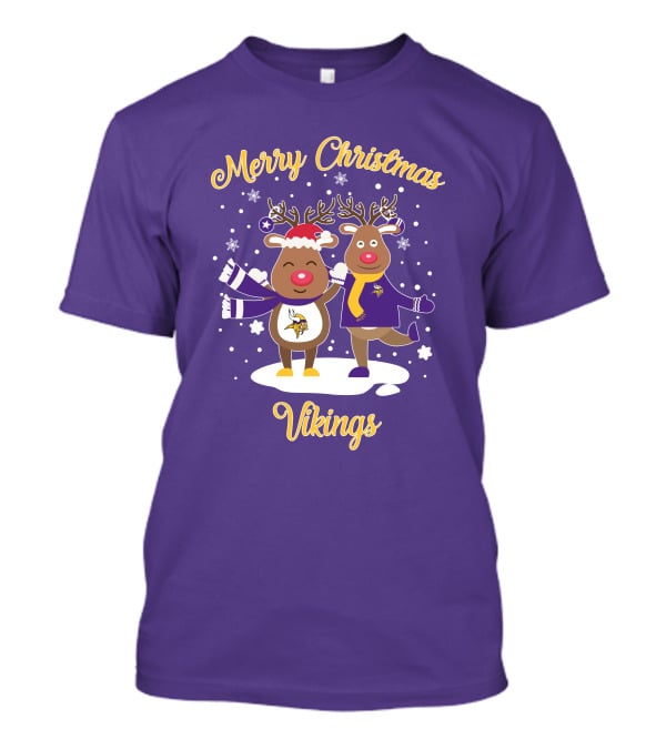 Merry Christmas Minnesota Vikings Reindeer Duo T-Shirt