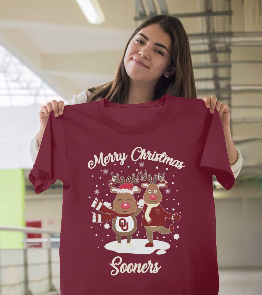 Merry Christmas Sooners Oklahoma Reindeer T-Shirt