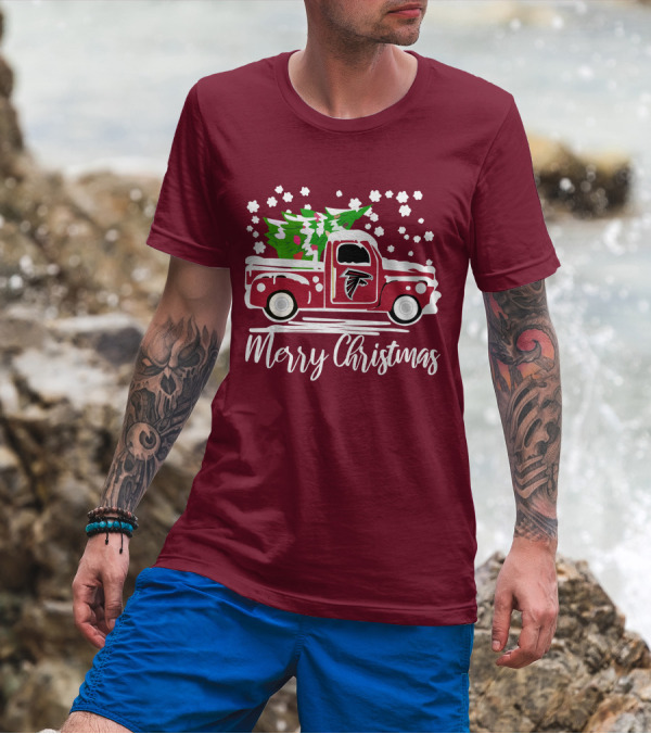 Atlanta Falcons Vintage Truck Merry Christmas T-Shirt
