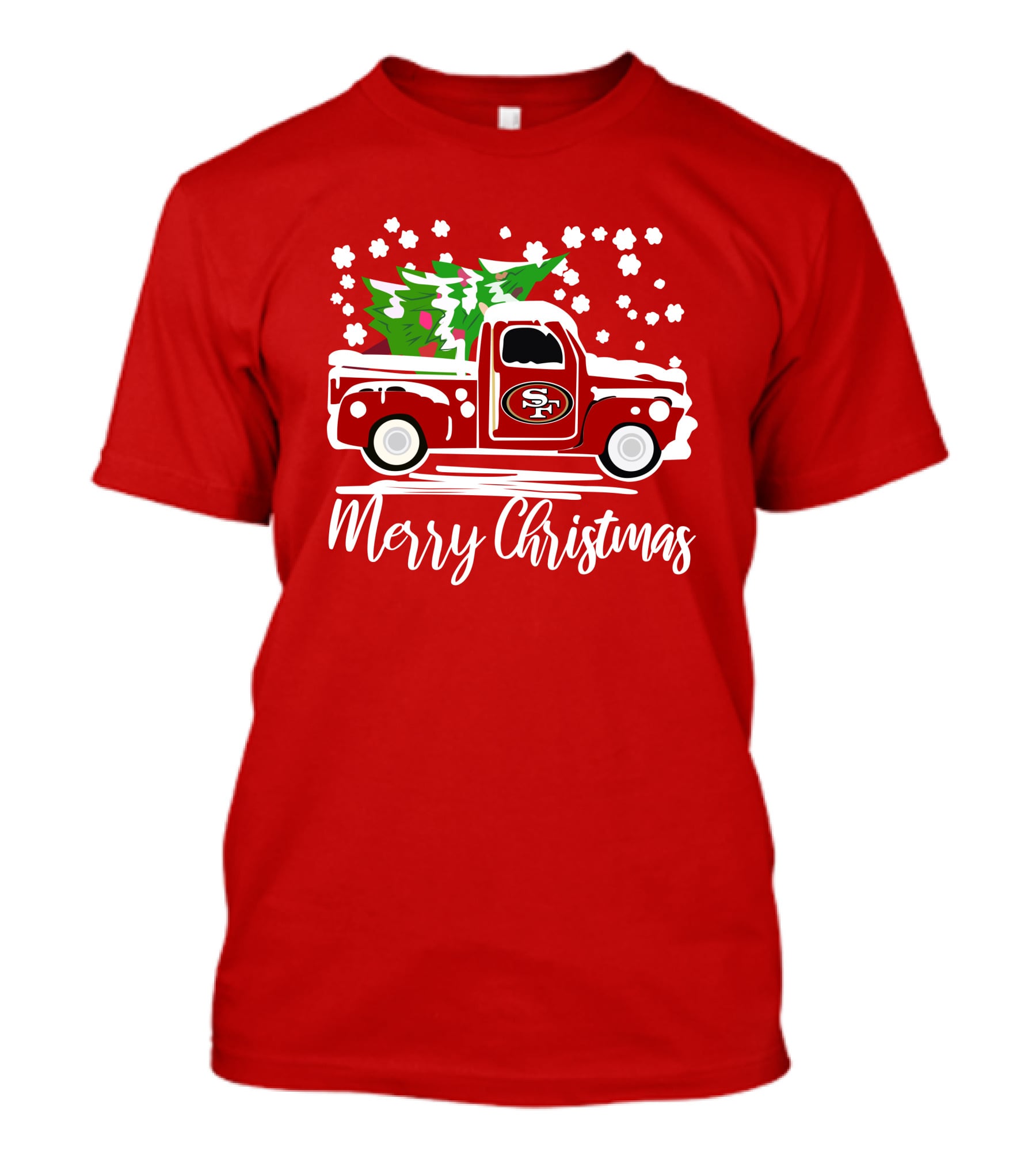 San Francisco 49ers SF Vintage Truck Merry Christmas T-Shirt