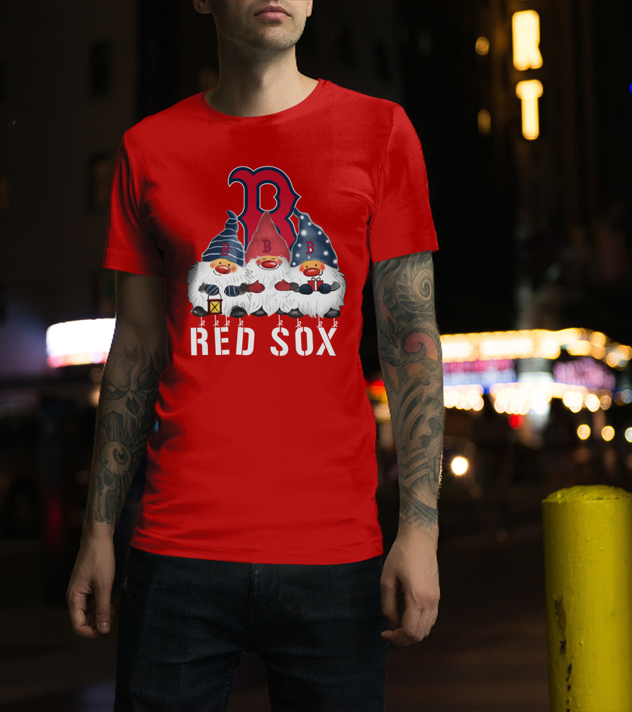 Boston Red Sox Merry Christmas Happy Holidays Gnomes T-Shirt