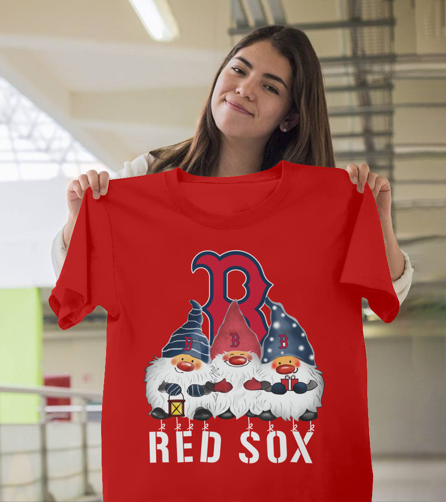 Boston Red Sox Merry Christmas Happy Holidays Gnomes T-Shirt
