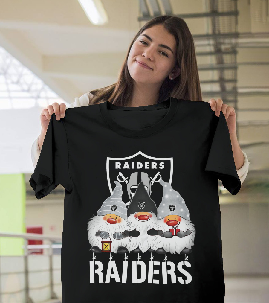 Las Vegas Raiders Merry Christmas Happy Holidays Raiders Gnomes T-Shirt