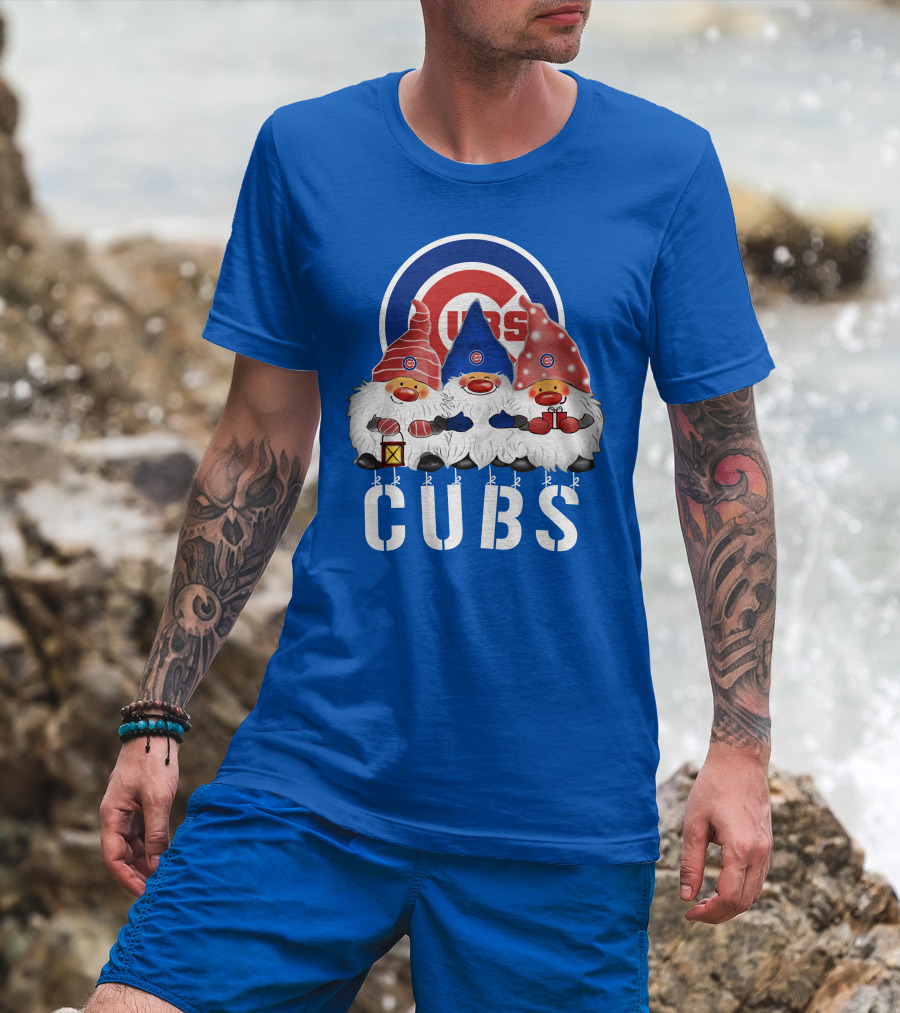 Chicago Cubs Merry Christmas Happy Holidays Festive Gnomes T-Shirt