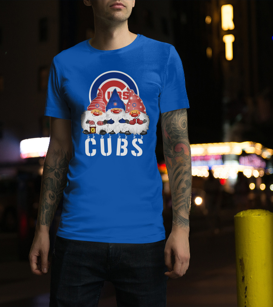 Chicago Cubs Merry Christmas Happy Holidays Festive Gnomes T-Shirt