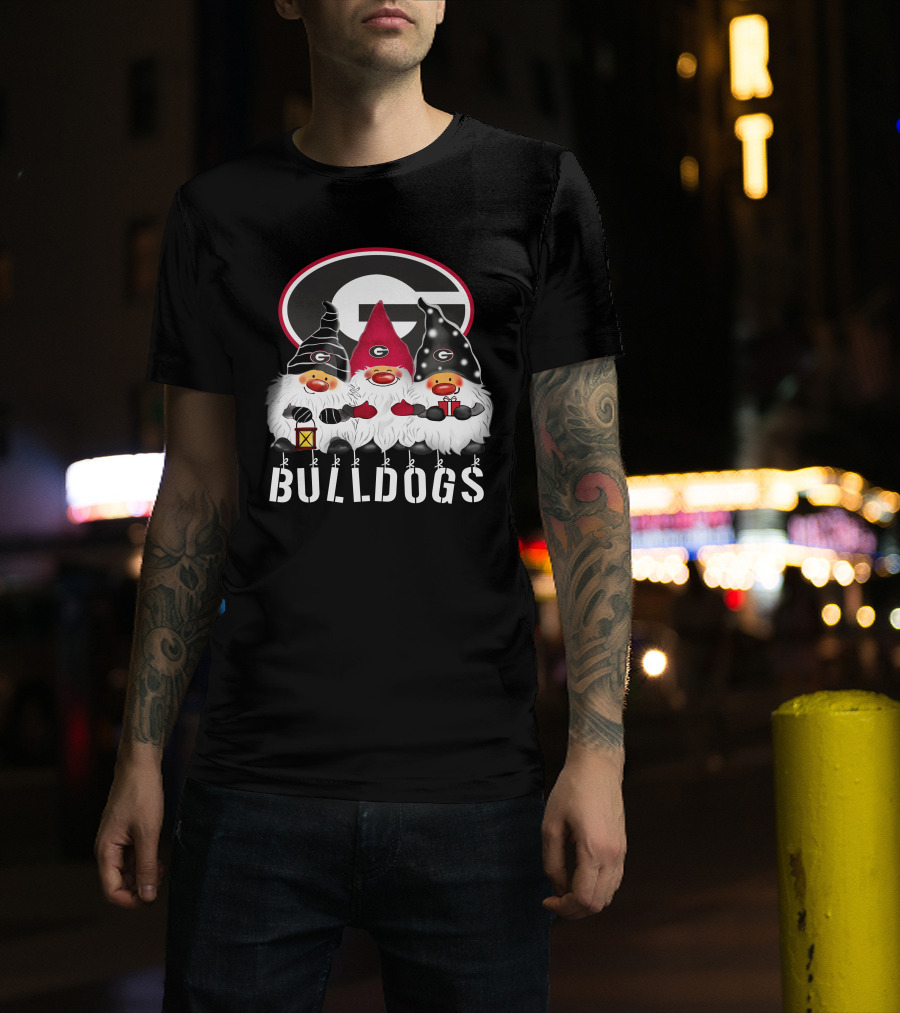 Georgia Bulldogs Merry Christmas Happy Holidays Gnomes T-Shirt