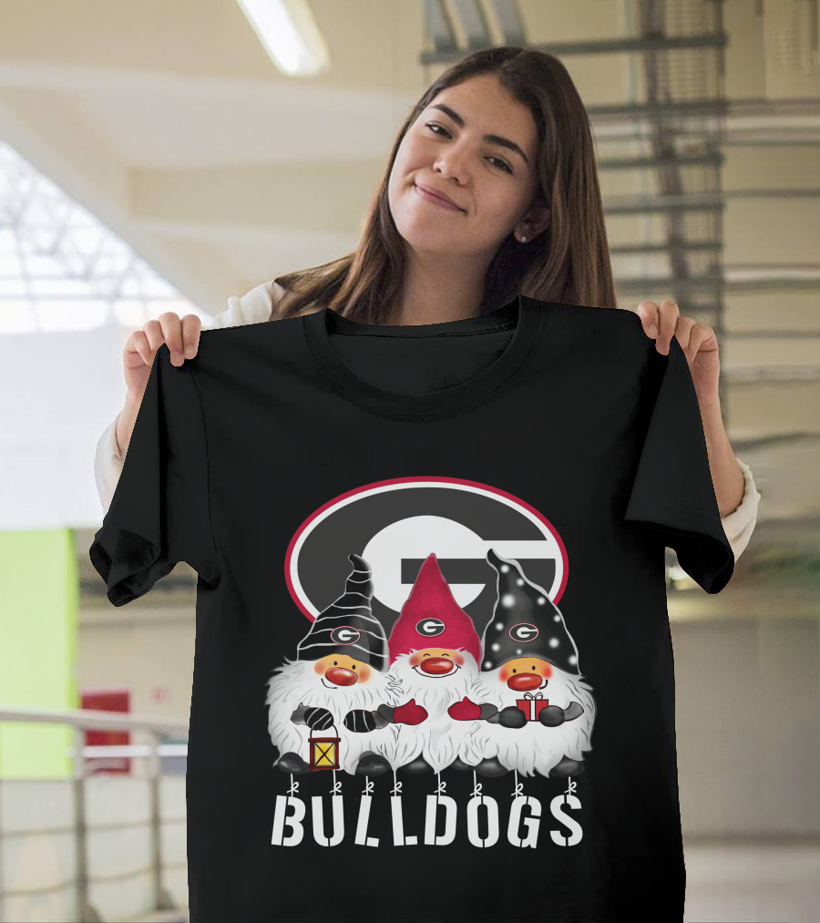 Georgia Bulldogs Merry Christmas Happy Holidays Gnomes T-Shirt