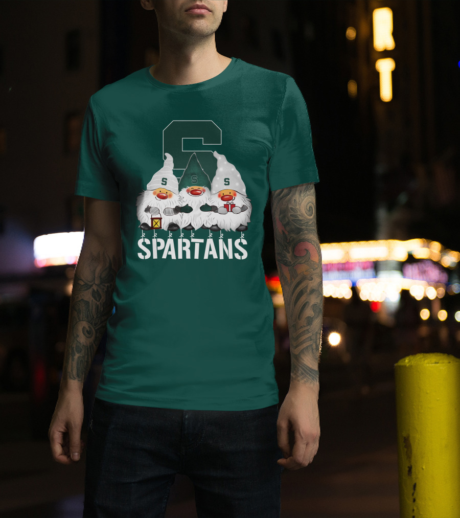 Michigan State Spartans Christmas Gnomes Holiday Celebrations T-Shirt