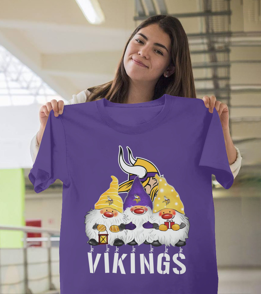 Minnesota Vikings Merry Christmas Happy Holidays Gnomes T-Shirt