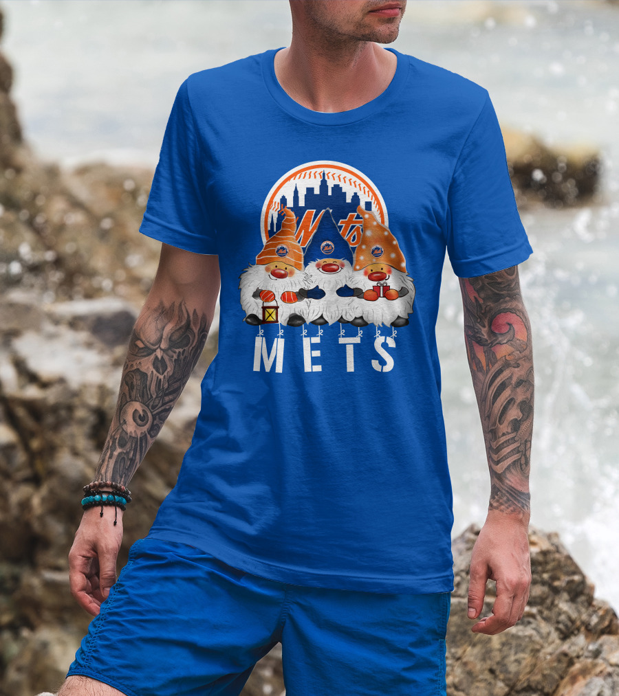 New York Mets Merry Christmas Happy Holidays Gnomes T-Shirt