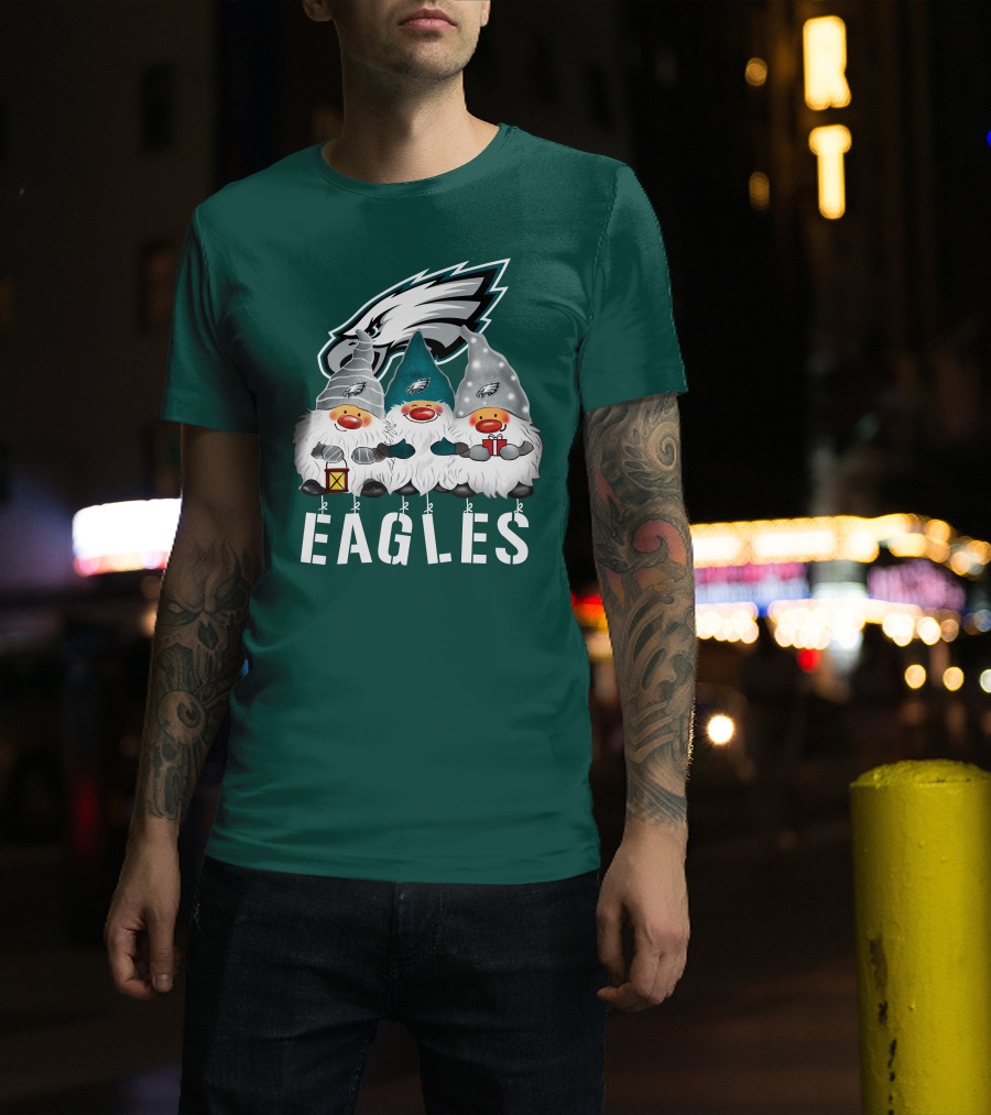 Philadelphia Eagles Christmas Gnomes Happy Holidays T-Shirt
