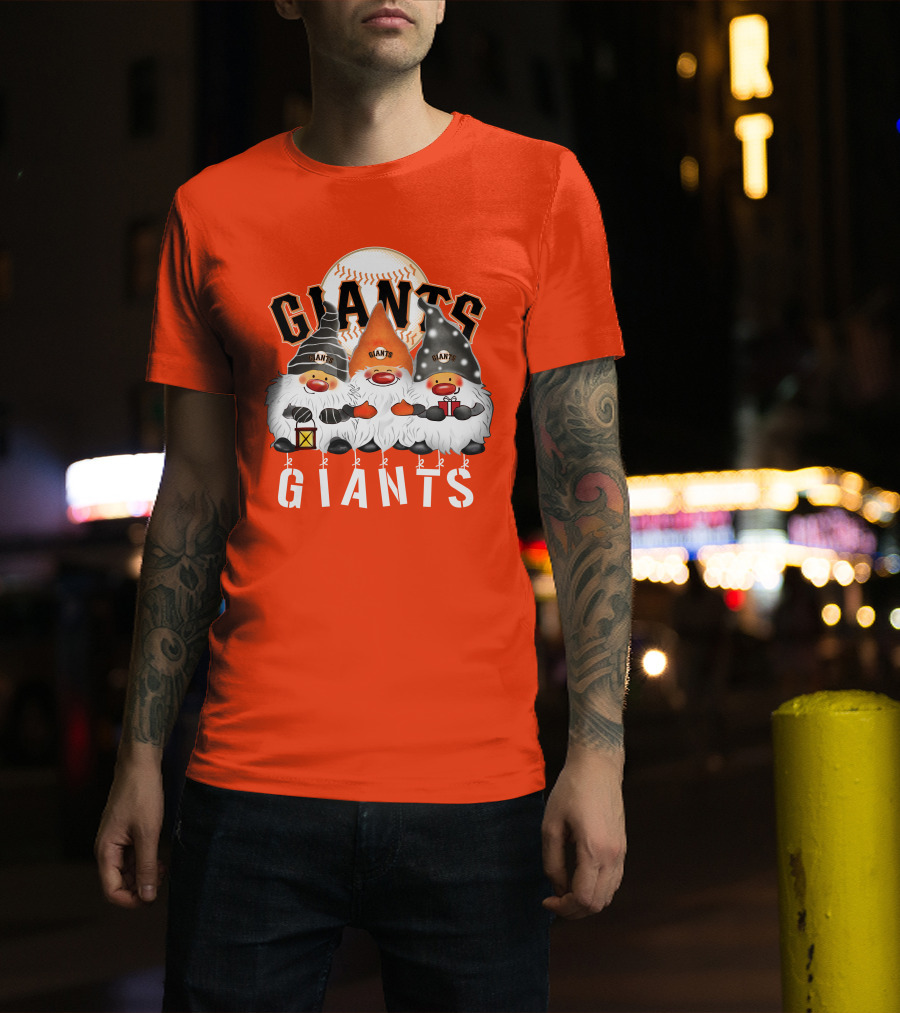 San Francisco Giants Merry Christmas Happy Holidays Giants Gnomes Baseball T-Shirt