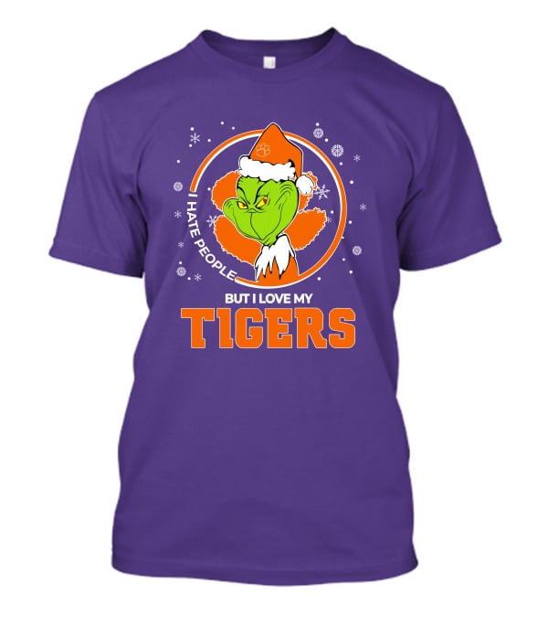 Christmas Grinch Santa I Hate People But I Love My Tigers T-Shirt