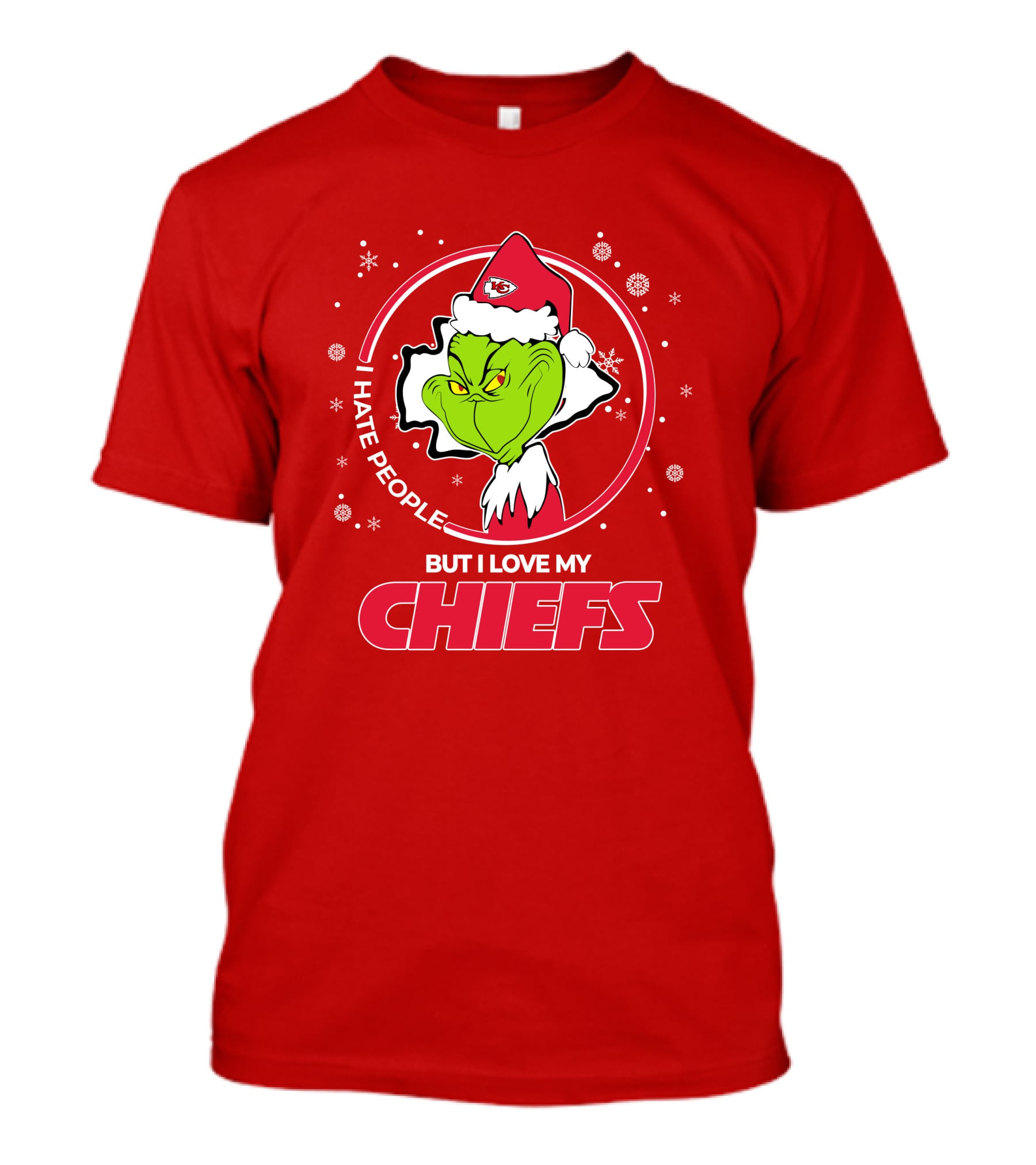 Christmas Grinch Santa I Hate People But I Love My Chiefs T-Shirt