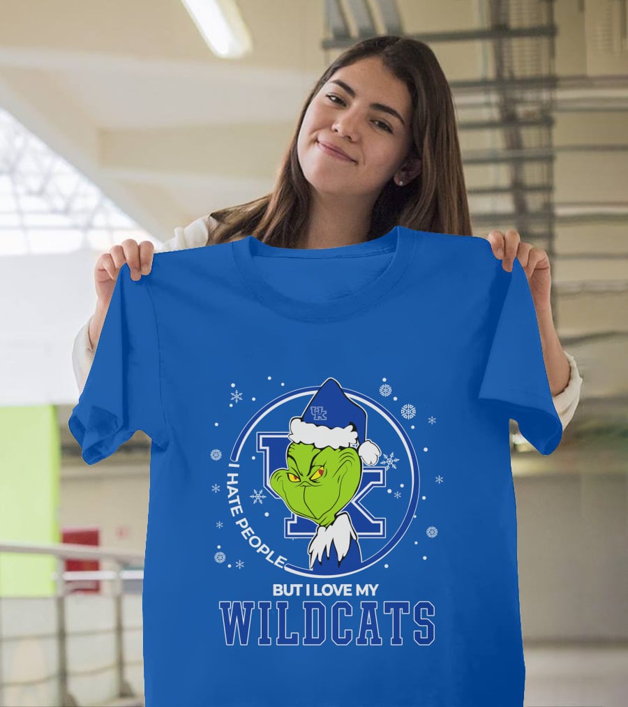 Grinch Santa I Hate People But I Love My Kentucky Wildcats T-Shirt