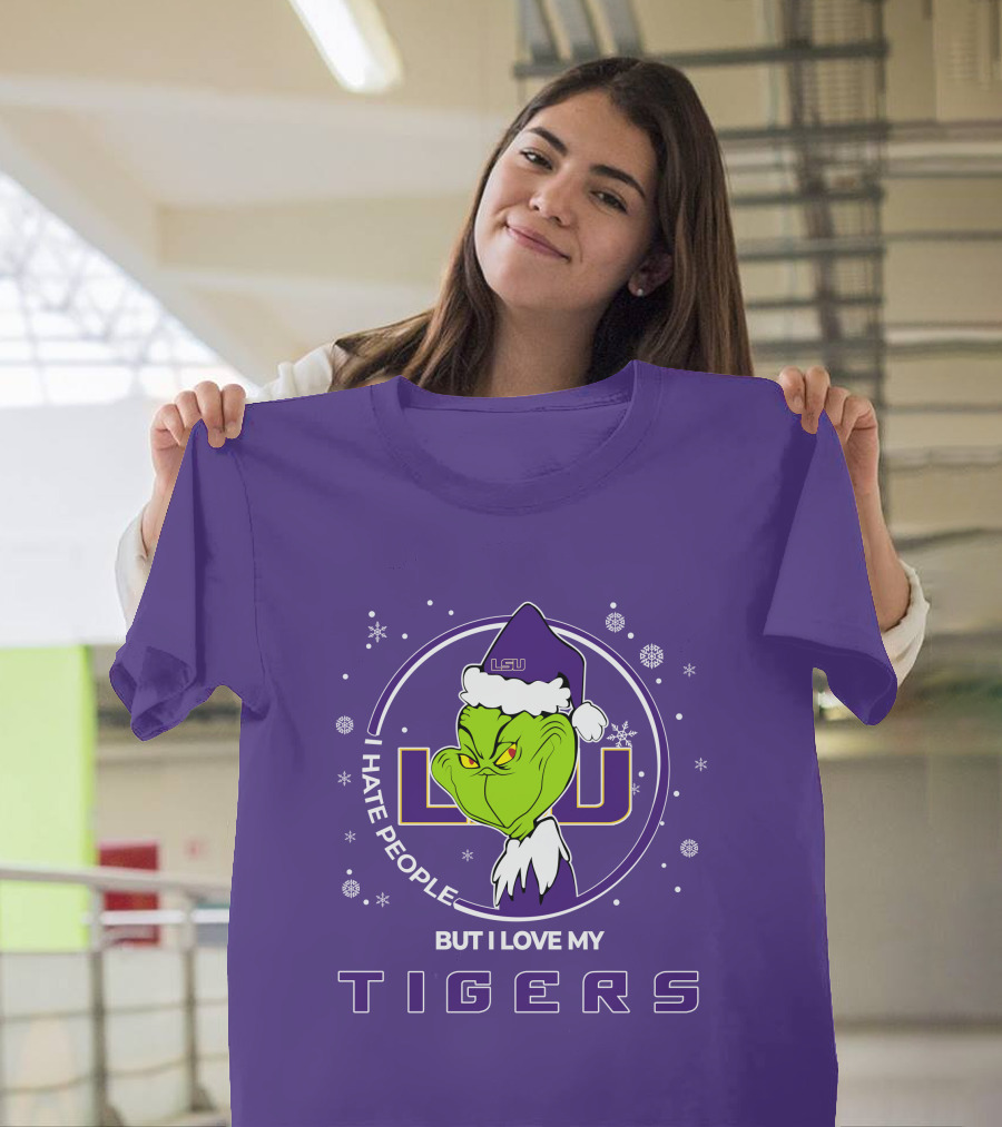Grinch Santa I Hate People But I Love My LSU Tigers T-Shirt