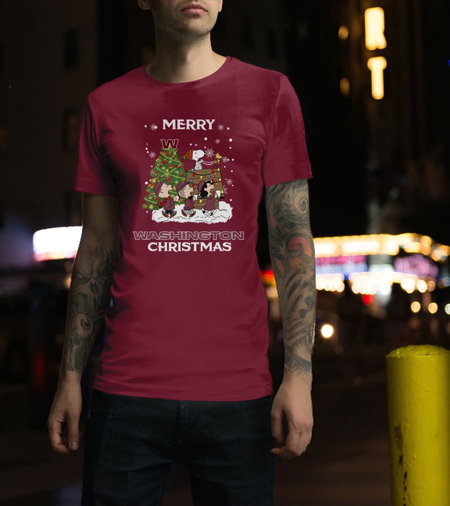 Merry Washington Christmas Tree Featuring Peanut Characters T-Shirt