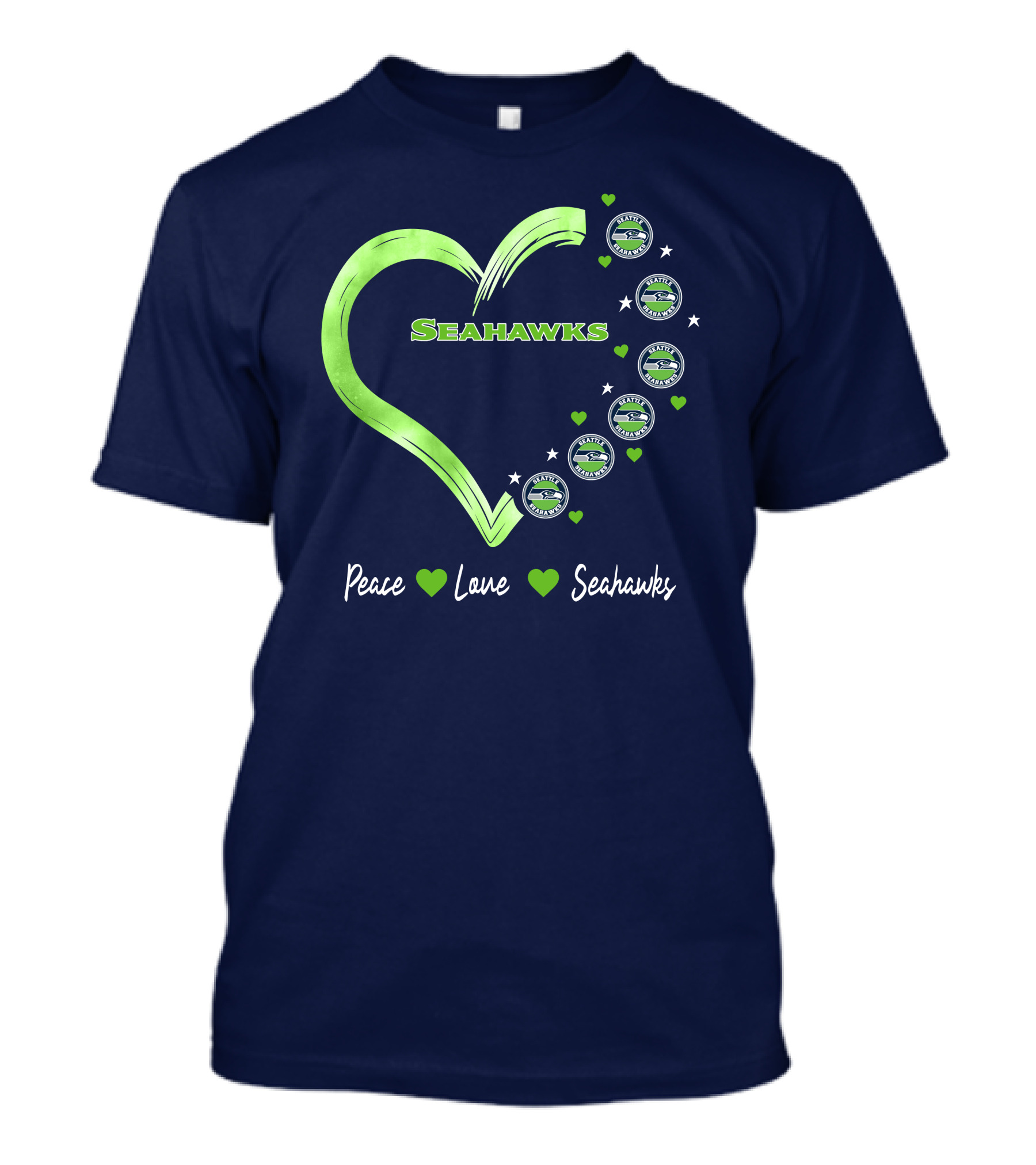 Peace Love Seahawks Seattle Seahawks Hearts T-Shirt