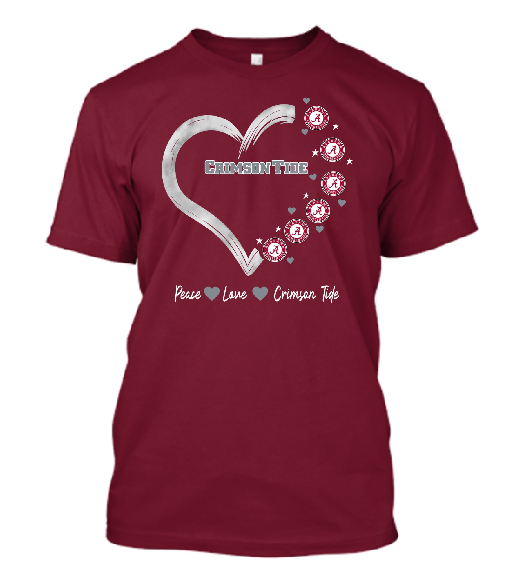 Peace Love Heart Alabama Crimson Tide T-Shirt