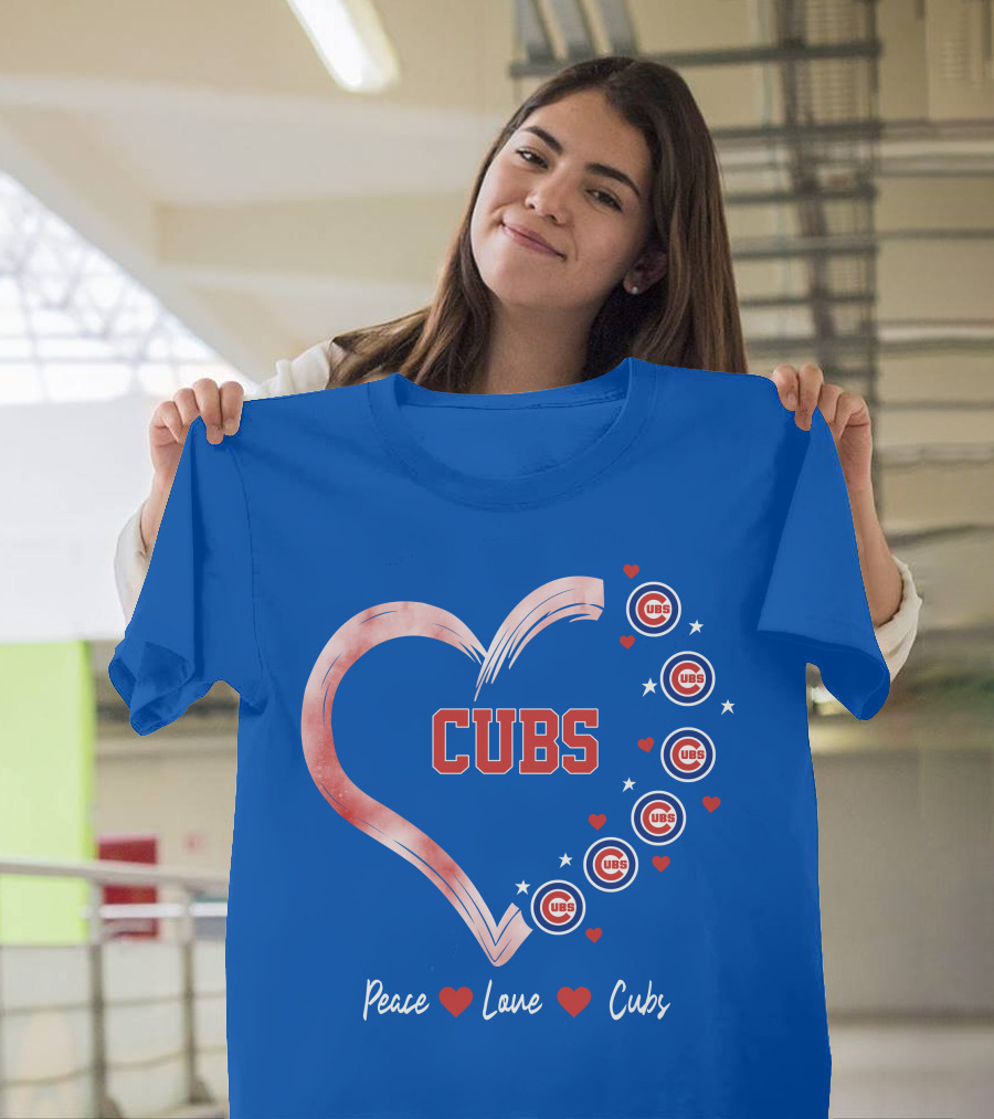Peace Love Heart Cubs Chicago Cubs T-Shirt