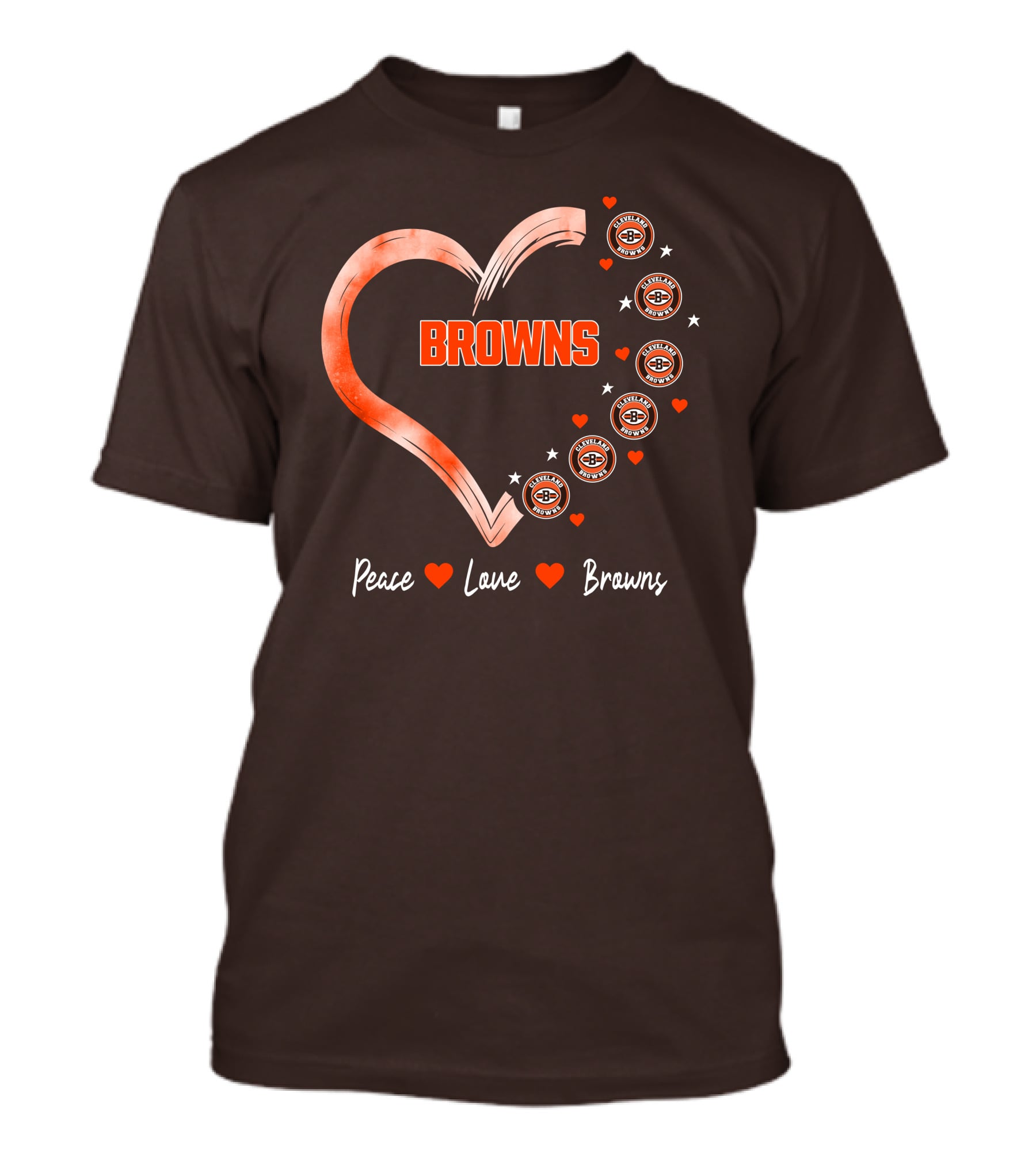 Peace Love Heart Browns Cleveland Browns T-Shirt
