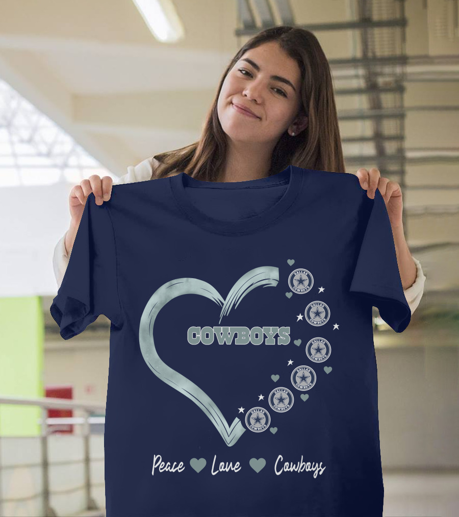 Peace Love Heart Cowboys Dallas Cowboys Stars T-Shirt