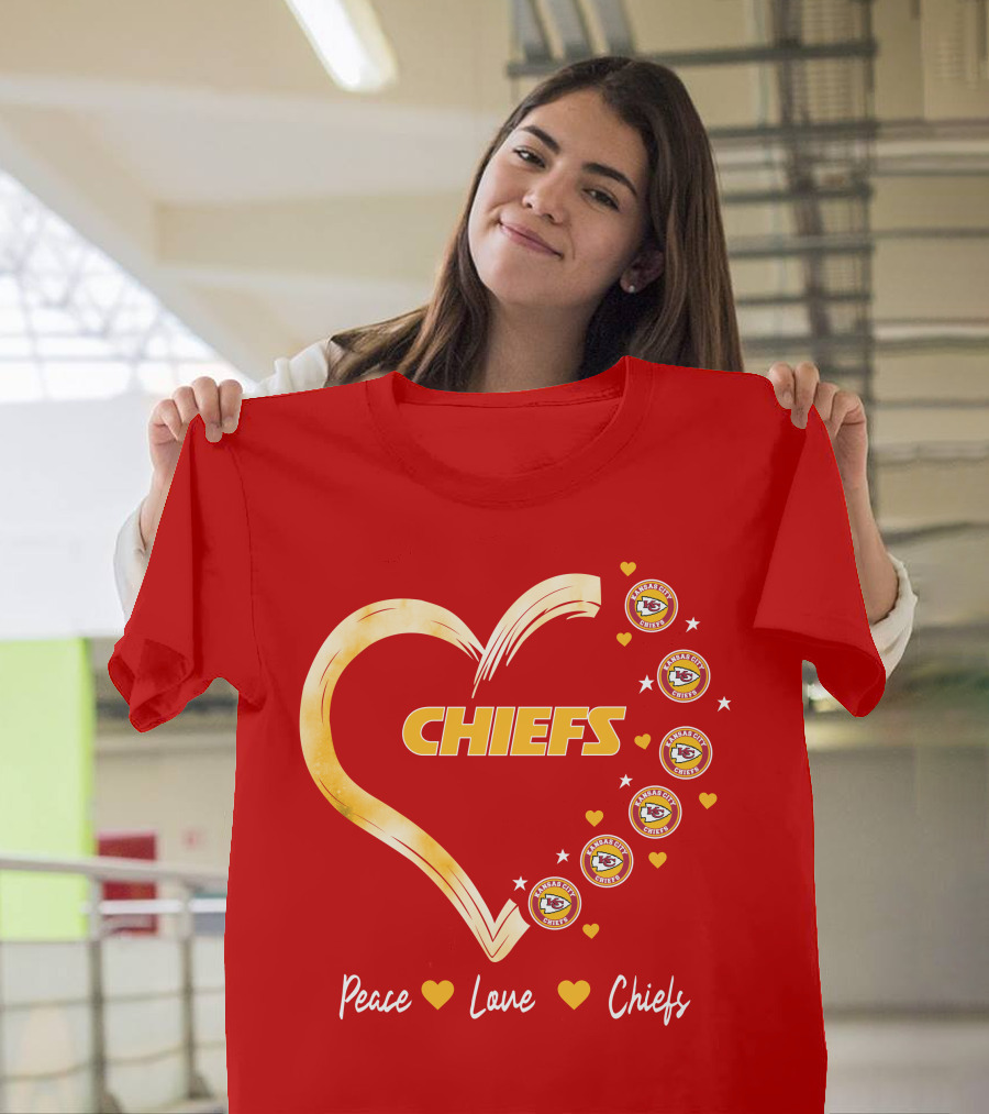 Peace Love Kansas City Chiefs Heart T-Shirt