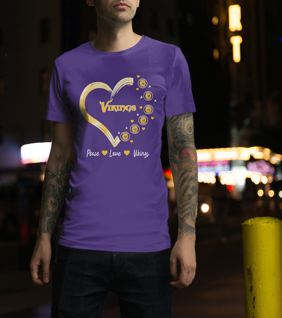 Peace Love Minnesota Vikings Heart T-Shirt