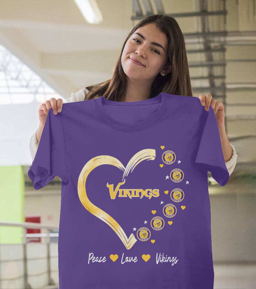 Peace Love Minnesota Vikings Heart T-Shirt