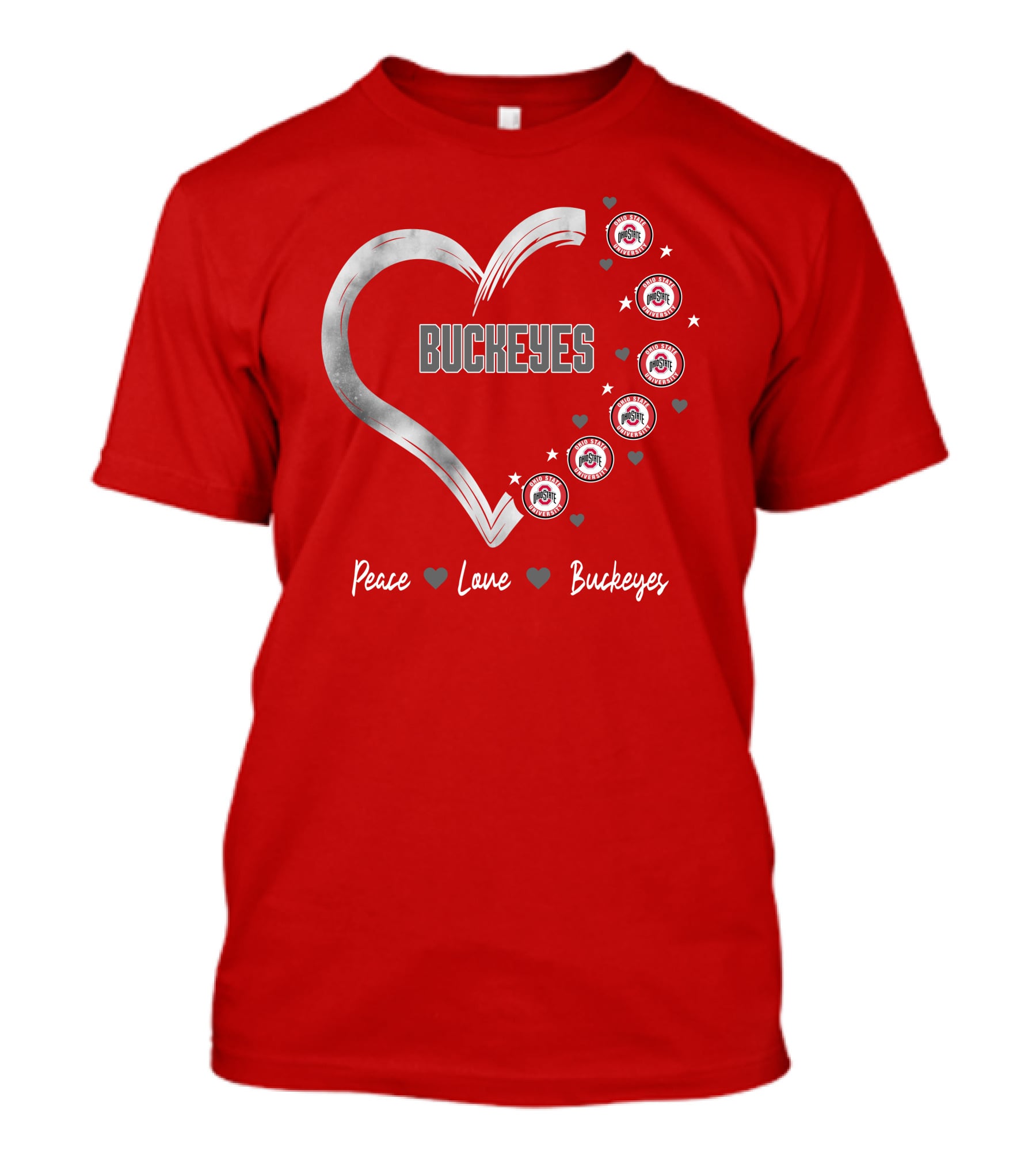 Peace Love Heart Buckeyes Ohio State Buckeyes T-Shirt