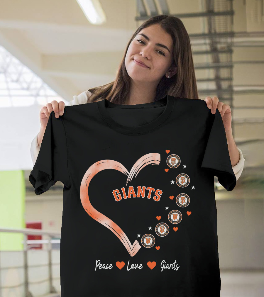Peace Love Giants San Francisco Giants Baseball Heart Icons T-Shirt
