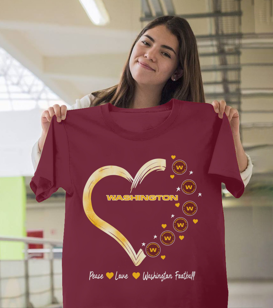 Peace Love Washington Heart And Team Circles T-Shirt