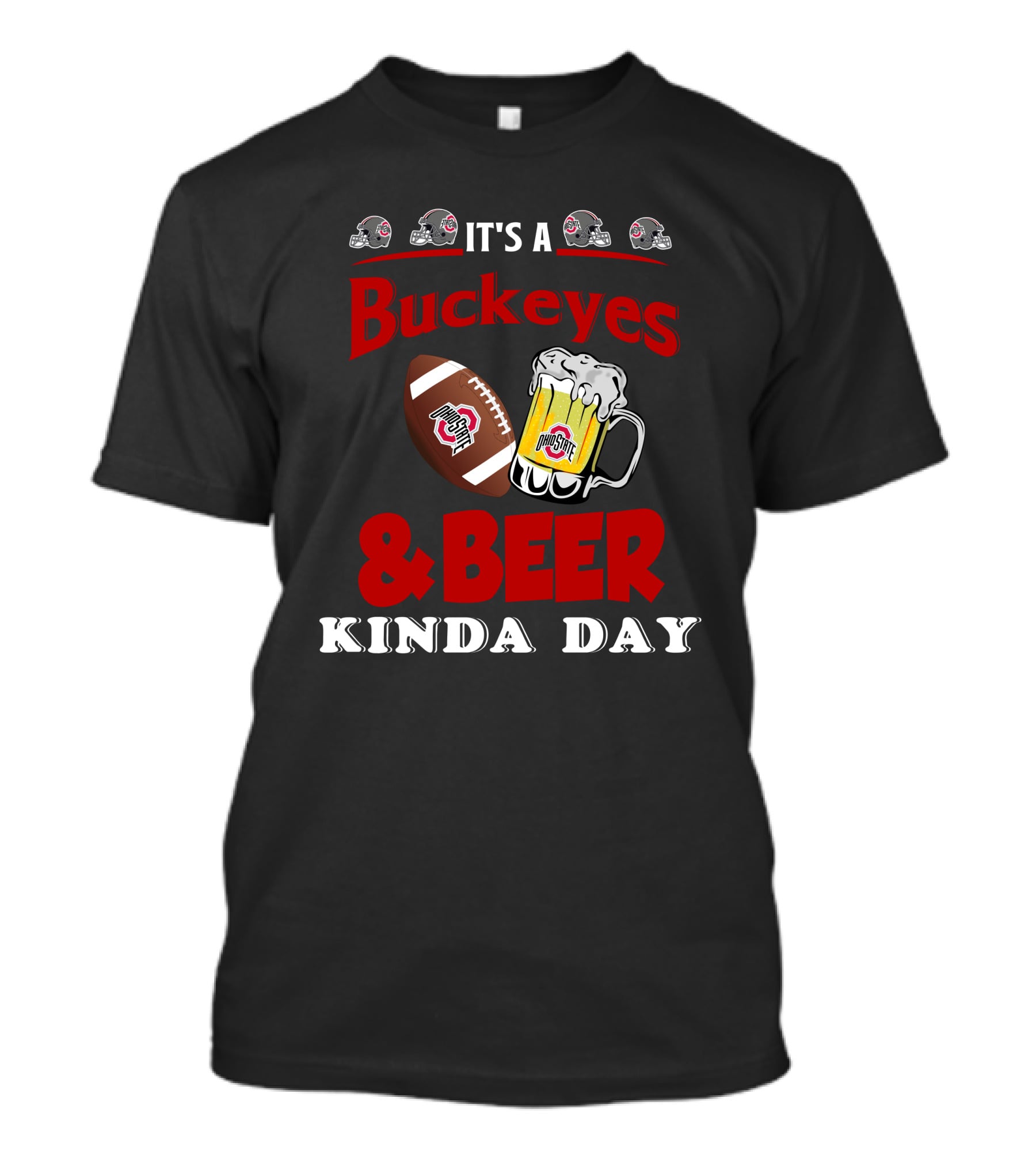 Ohio State Buckeyes And Beer Kinda Day Football Helmet And Mug T-Shirt