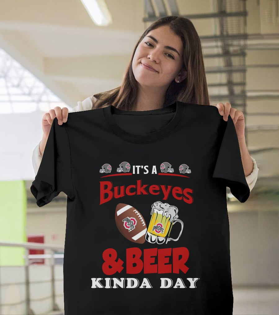 Ohio State Buckeyes And Beer Kinda Day Football Helmet And Mug T-Shirt
