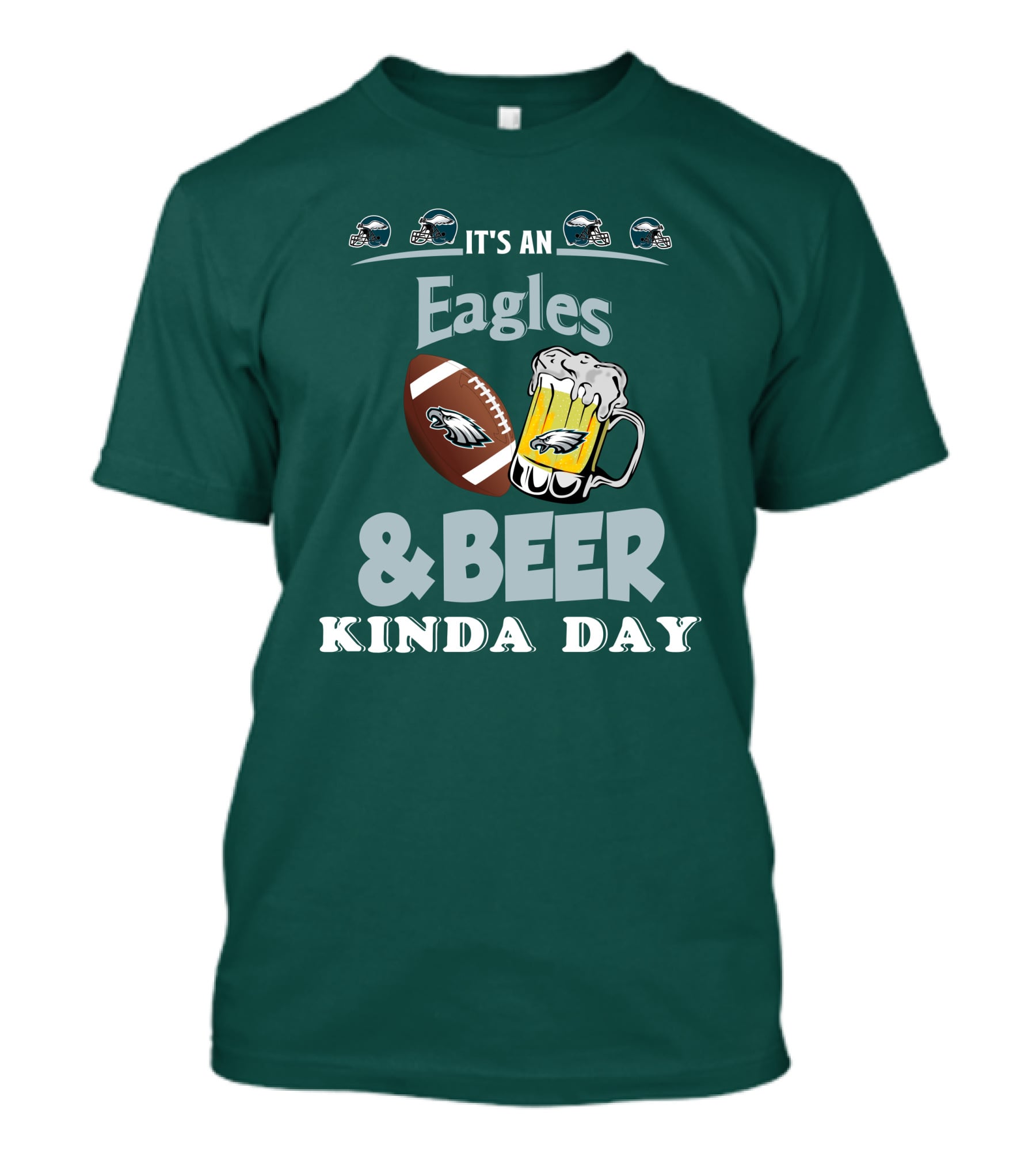 It's An Eagles And Beer Kinda Day Football And Mug With Philadelphia Eagles Helmet Icons T-Shirt