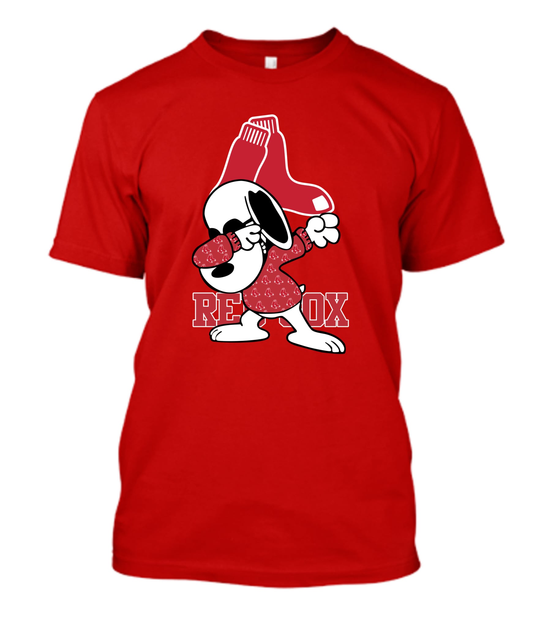 Boston Red Sox Snoopy Dabbing With Red Sox T-Shirt