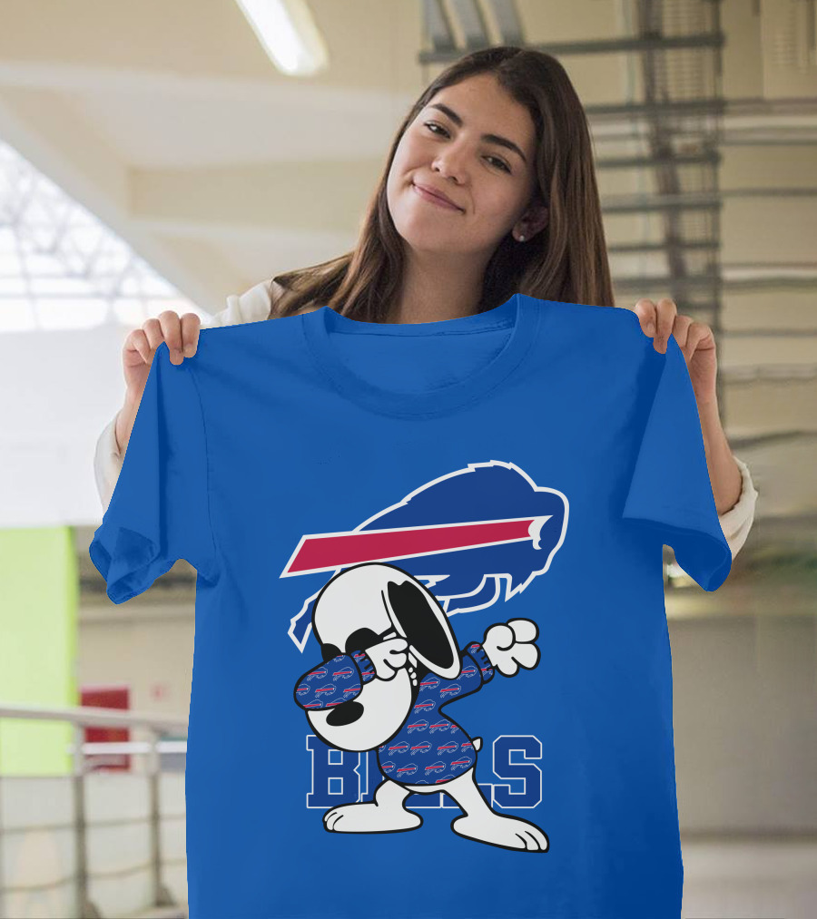 Buffalo Bills Snoopy Dabbing Bills Logo Football T-Shirt