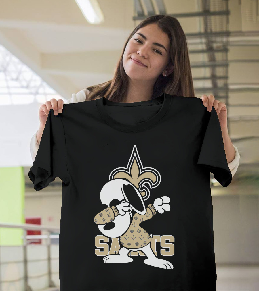 New Orleans Saints Snoopy Fleur-de-Lis Dabbing Saints T-Shirt