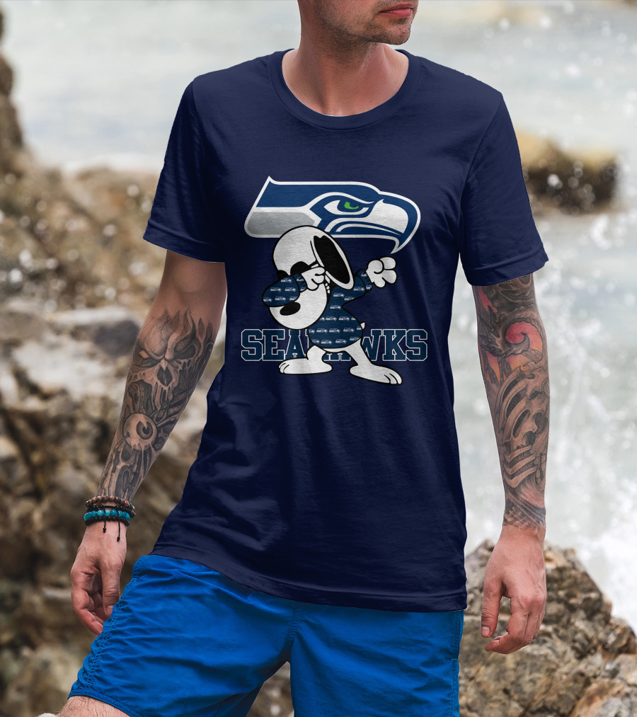 Seattle Seahawks Snoopy Dabbing NFL Team Fan Apparel Bowing Dance T-Shirt