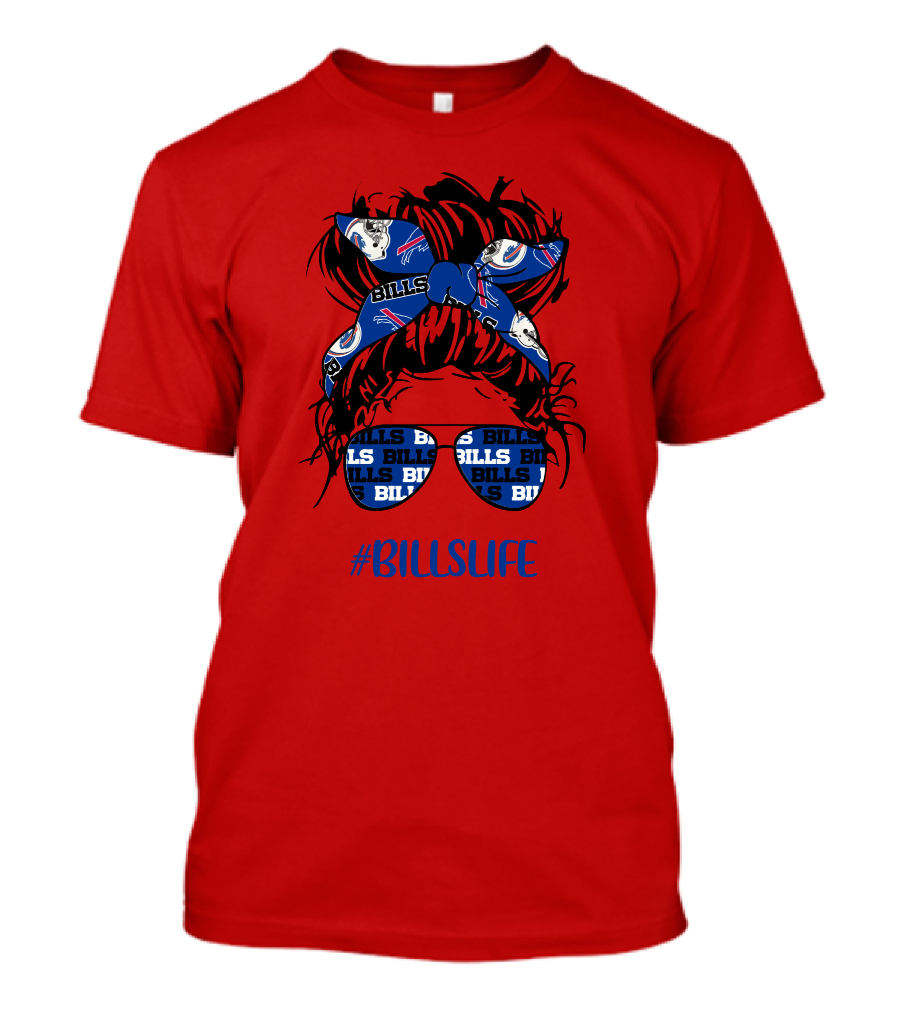 Buffalo Bills Billslife Messy Bun Headband Glasses Girl T-Shirt