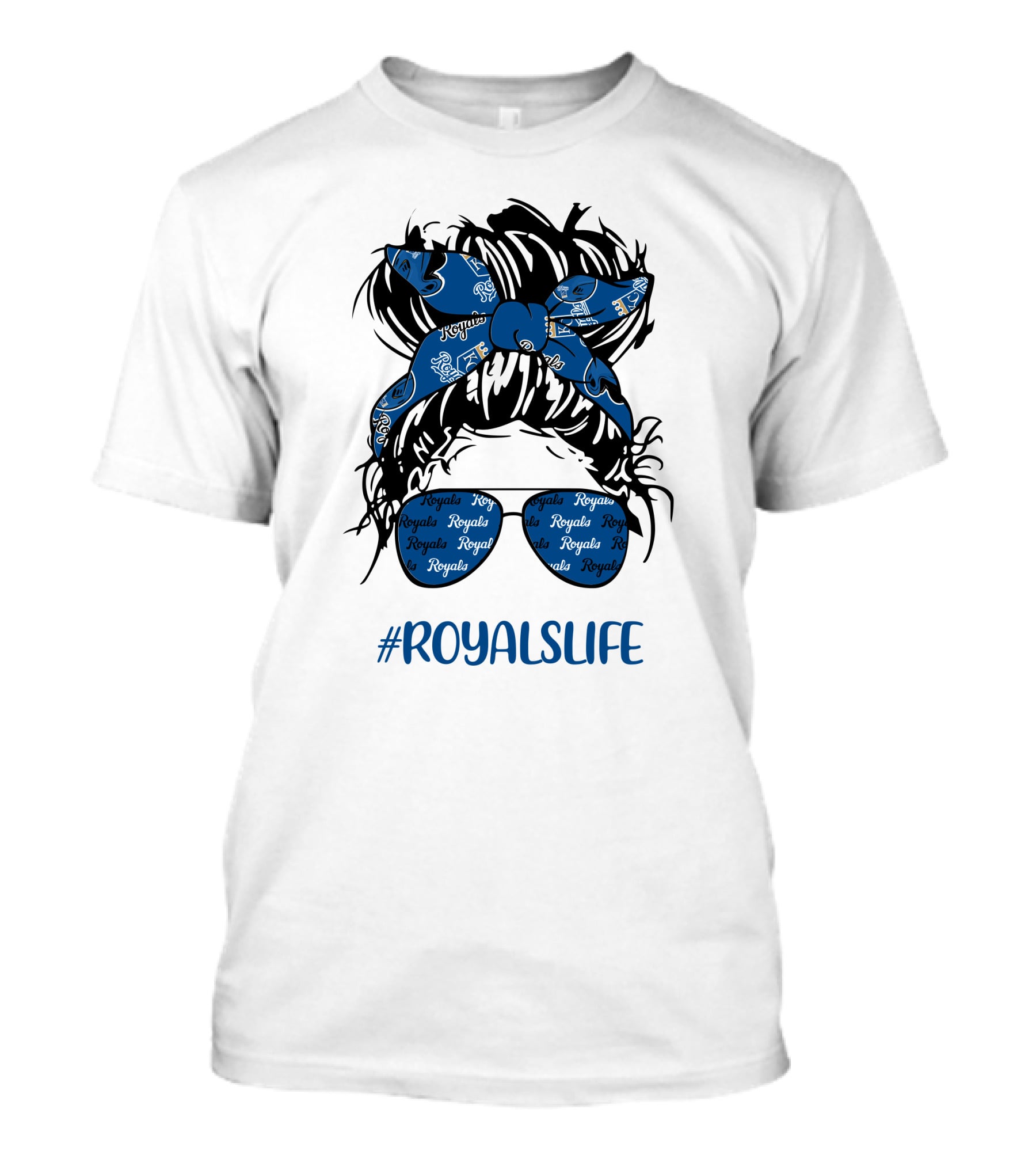 Kansas City Royals Messy Hairband Girl Glasses #RoyalsLife T-Shirt