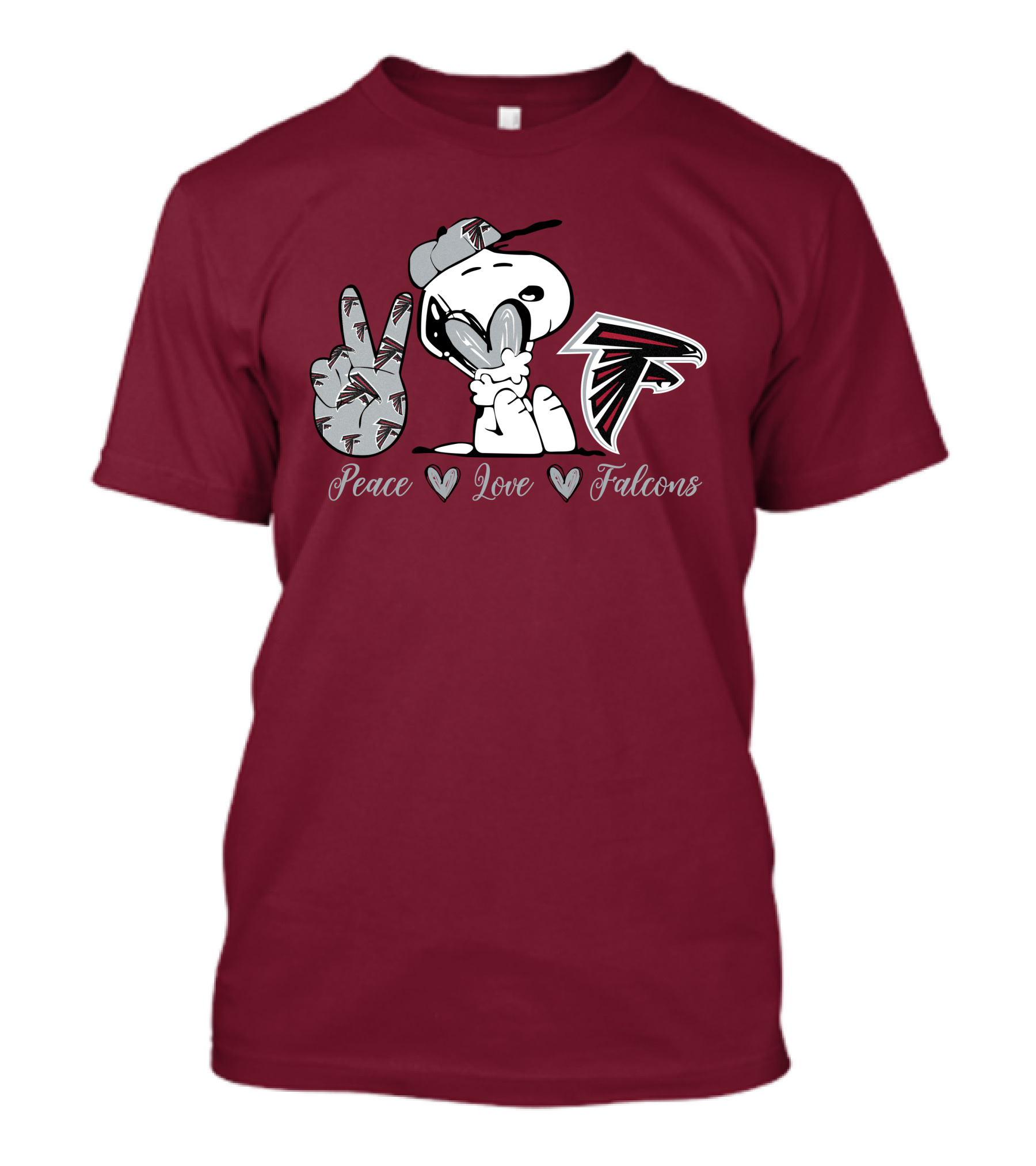 Snoopy Peace Love Falcons Atlanta Football T-Shirt