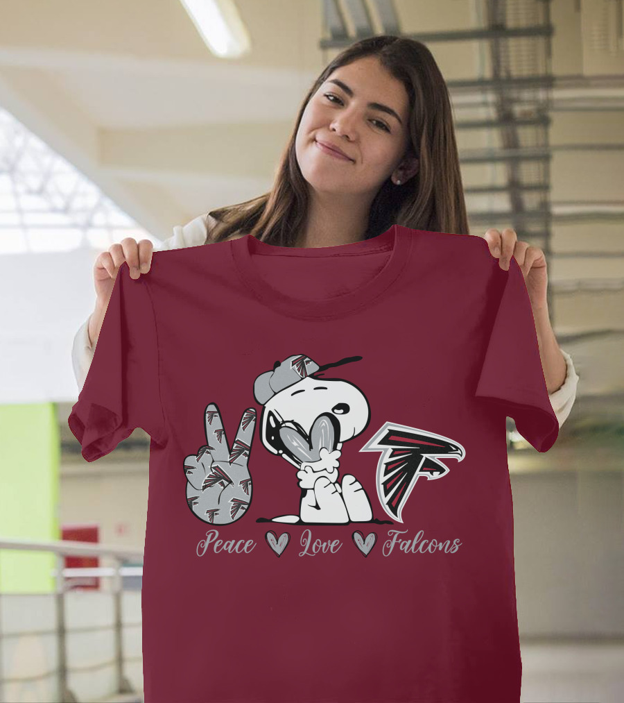 Snoopy Peace Love Falcons Atlanta Football T-Shirt