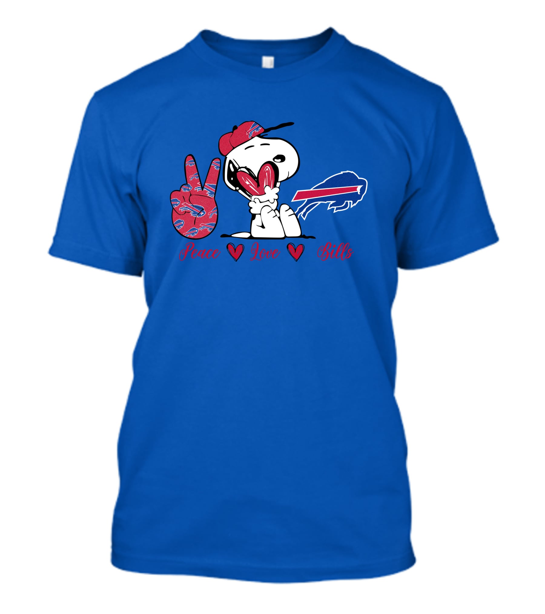 Peace Love Buffalo Bills Snoopy Holding Hearts T-Shirt