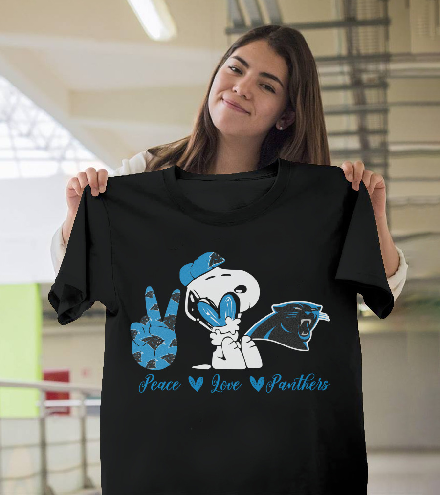 Peace Love Panthers Snoopy Carolina Panthers T-Shirt
